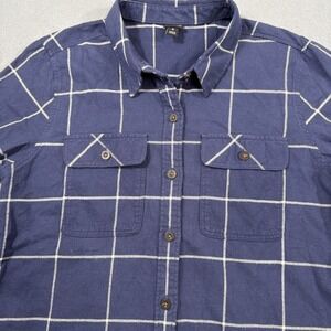 FLANNEL SHIRT FJORDPatagonia  Mens Medium Blue Plaid Hiking Trail Organic Cotton